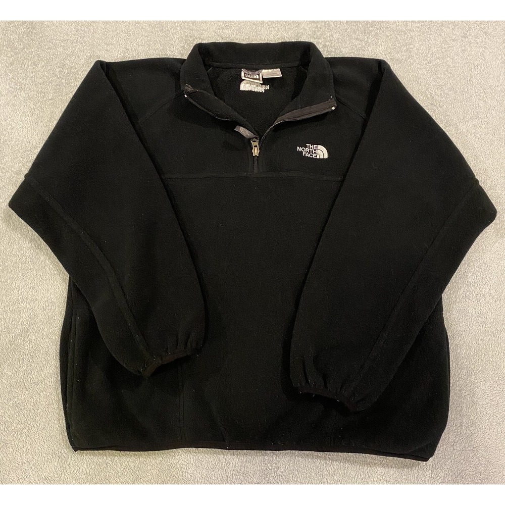 The Northface Face Boys Black 1/4 Zip Fleece Pullover Jacket Size Large L - Picture 2 of 7